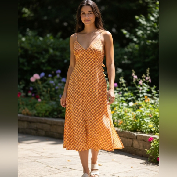 Forever 21 Dresses & Skirts - Forever 21 Orange Check Midi Slip Dress